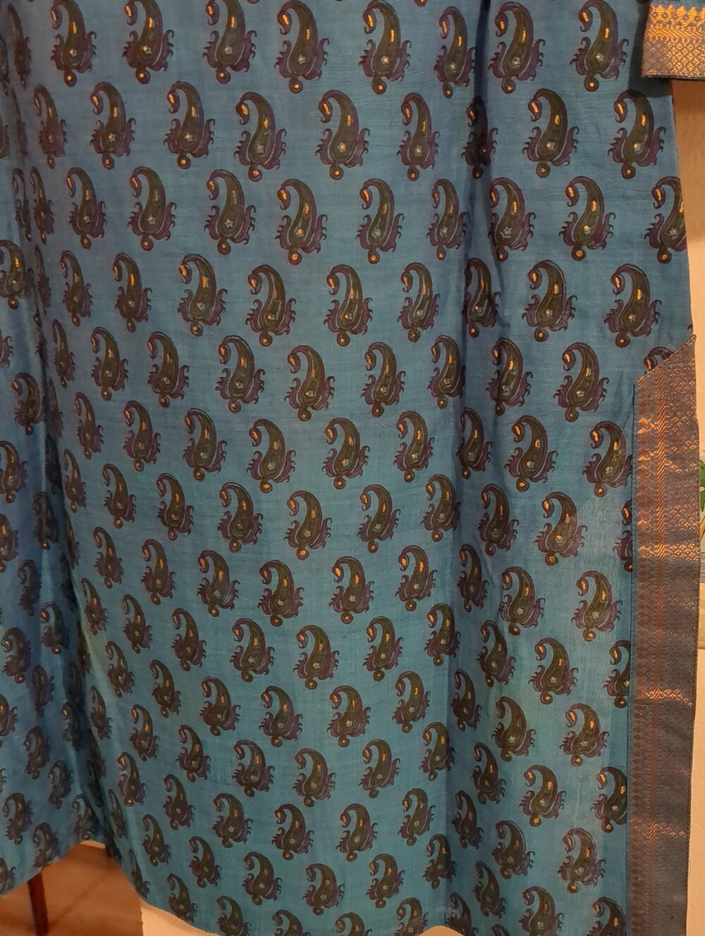NWT Fabindia tunic, kurta dress PAISLEY Blue Sz small - Picture 2 of 7